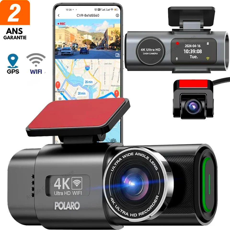 Dashcam 4K Pro – Enregistrement Ultra HD avec caméras avant/arrière, vision nocturne et surveillance 24h/24